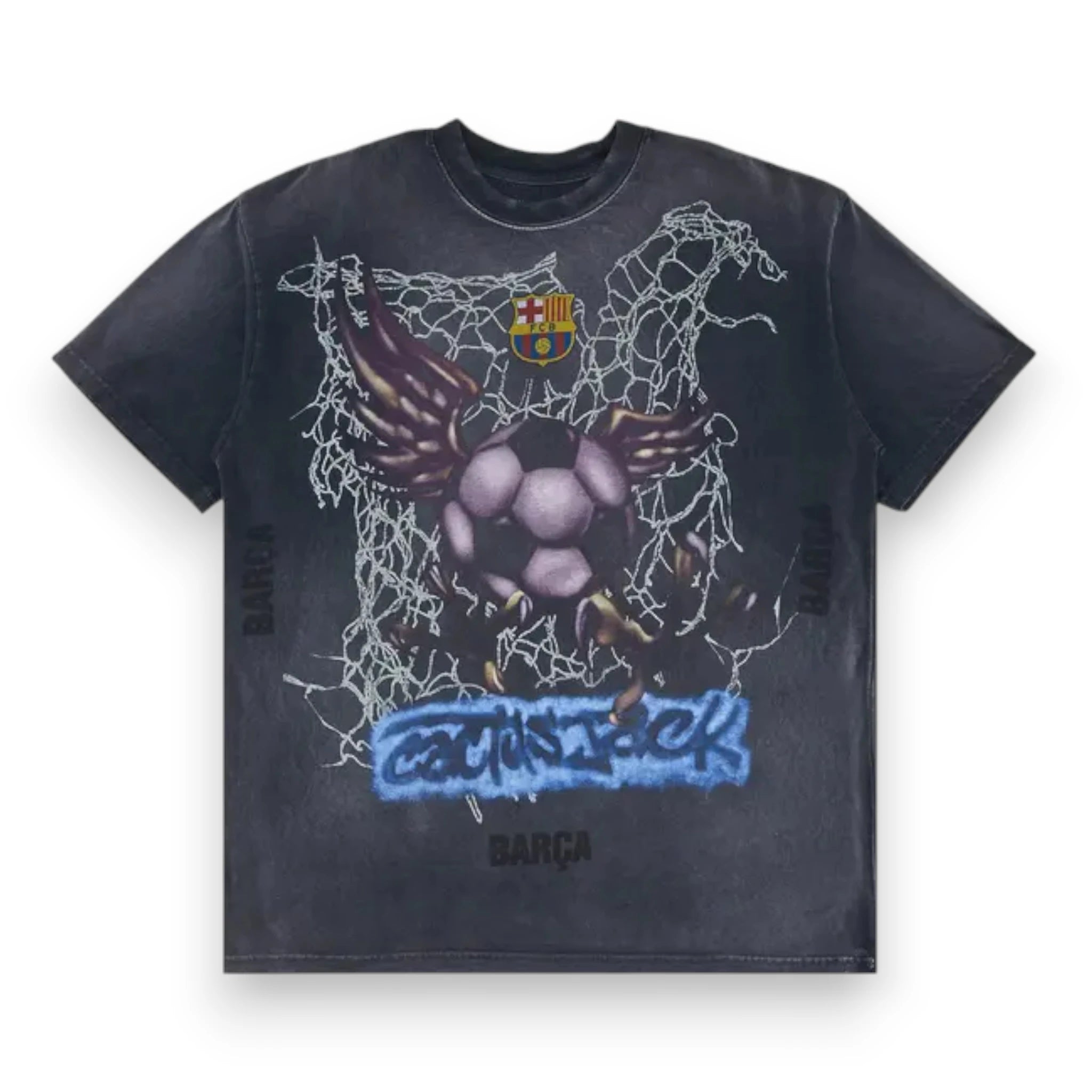 CACTUS JACK x FC BARCELONA WASHED SPRAY LOGO TEE 'Black'