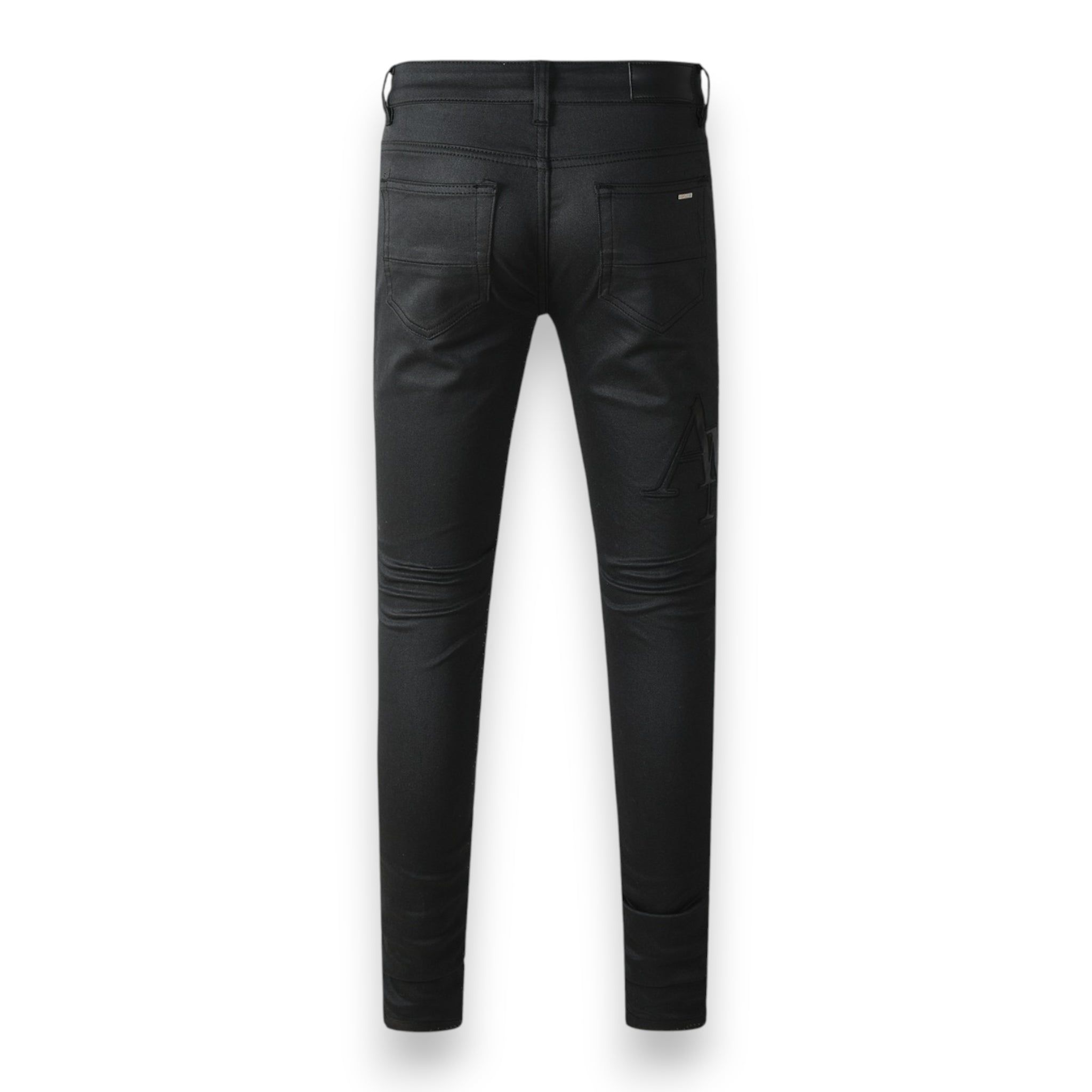 AMIRI WAXED STAGGERED LOGO SKINNY JEAN