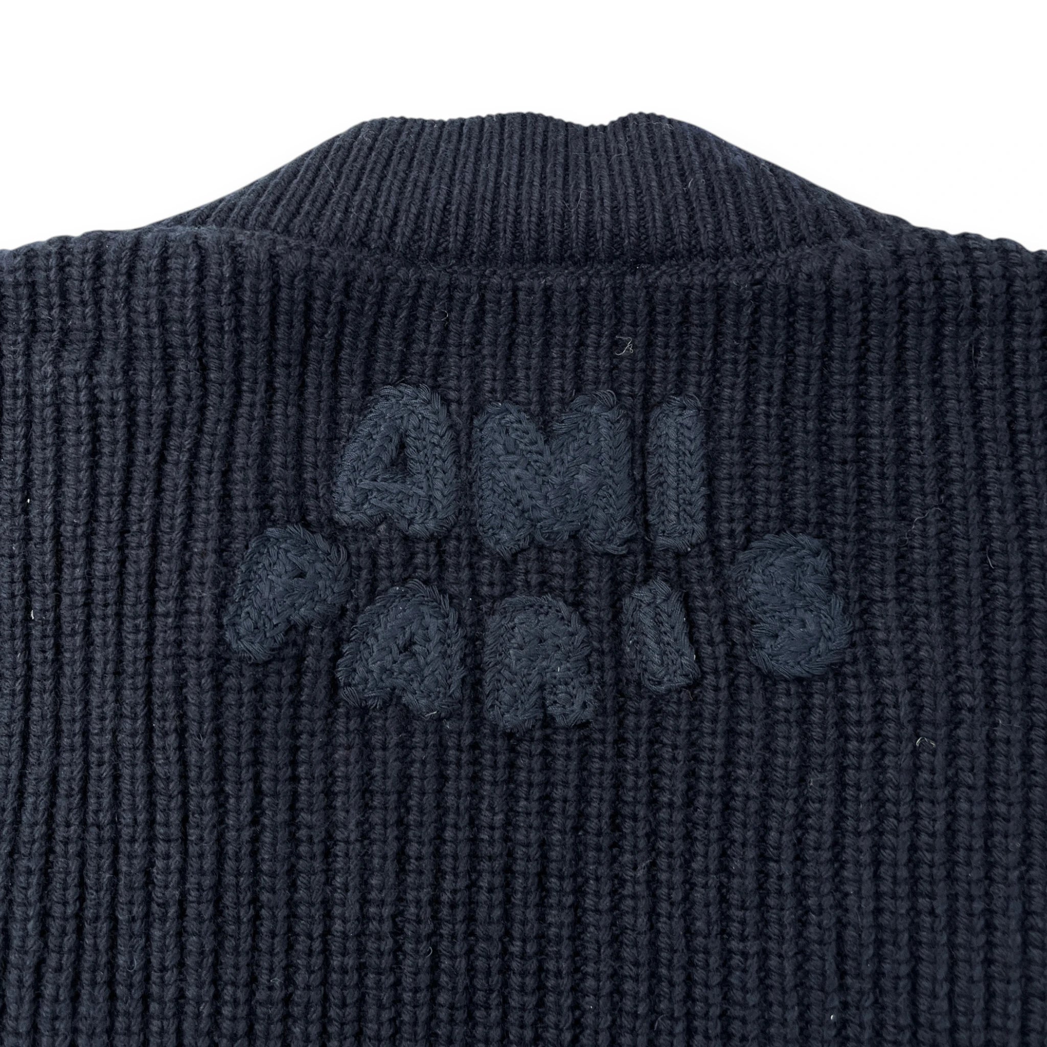 AMI PARIS RIBBED V-NECK SWEATER "Navy Blue'