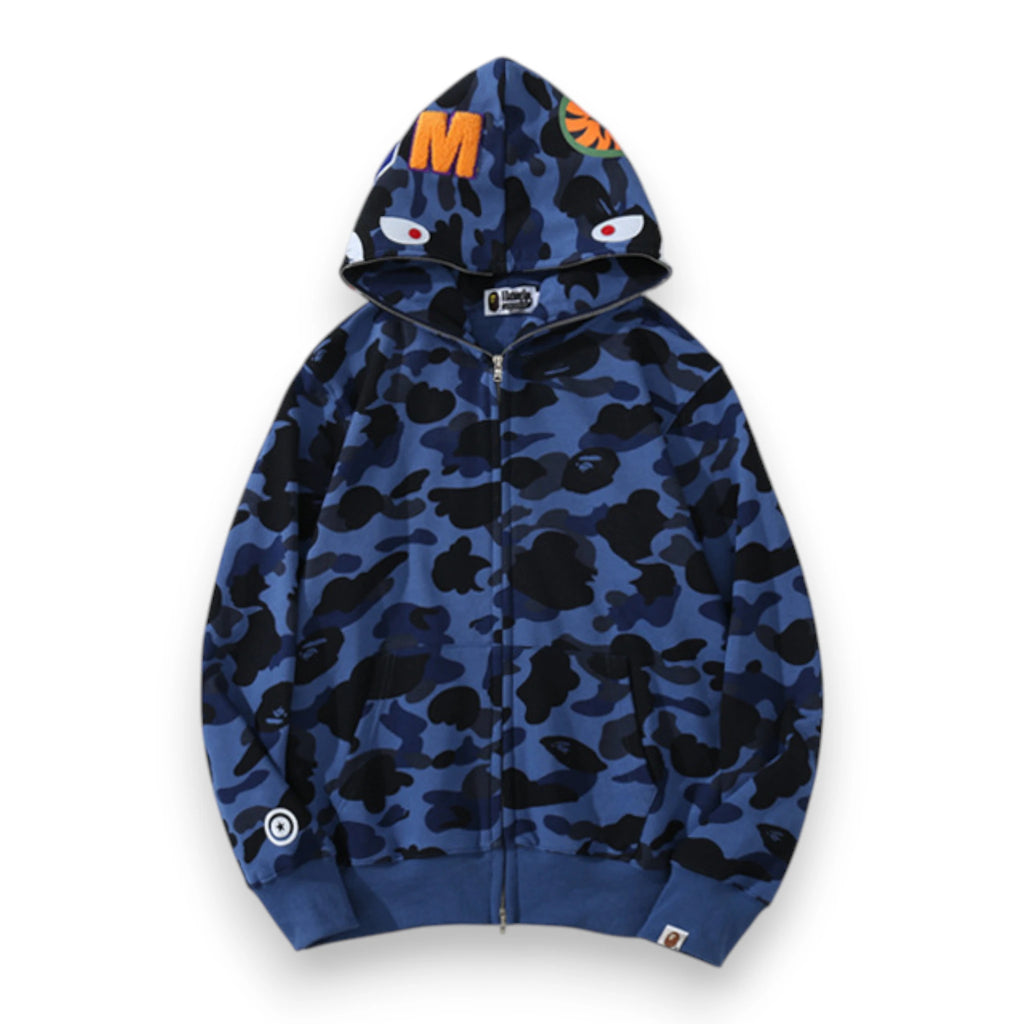 COLOR CAMO SHARK FULL ZIP HOODIE