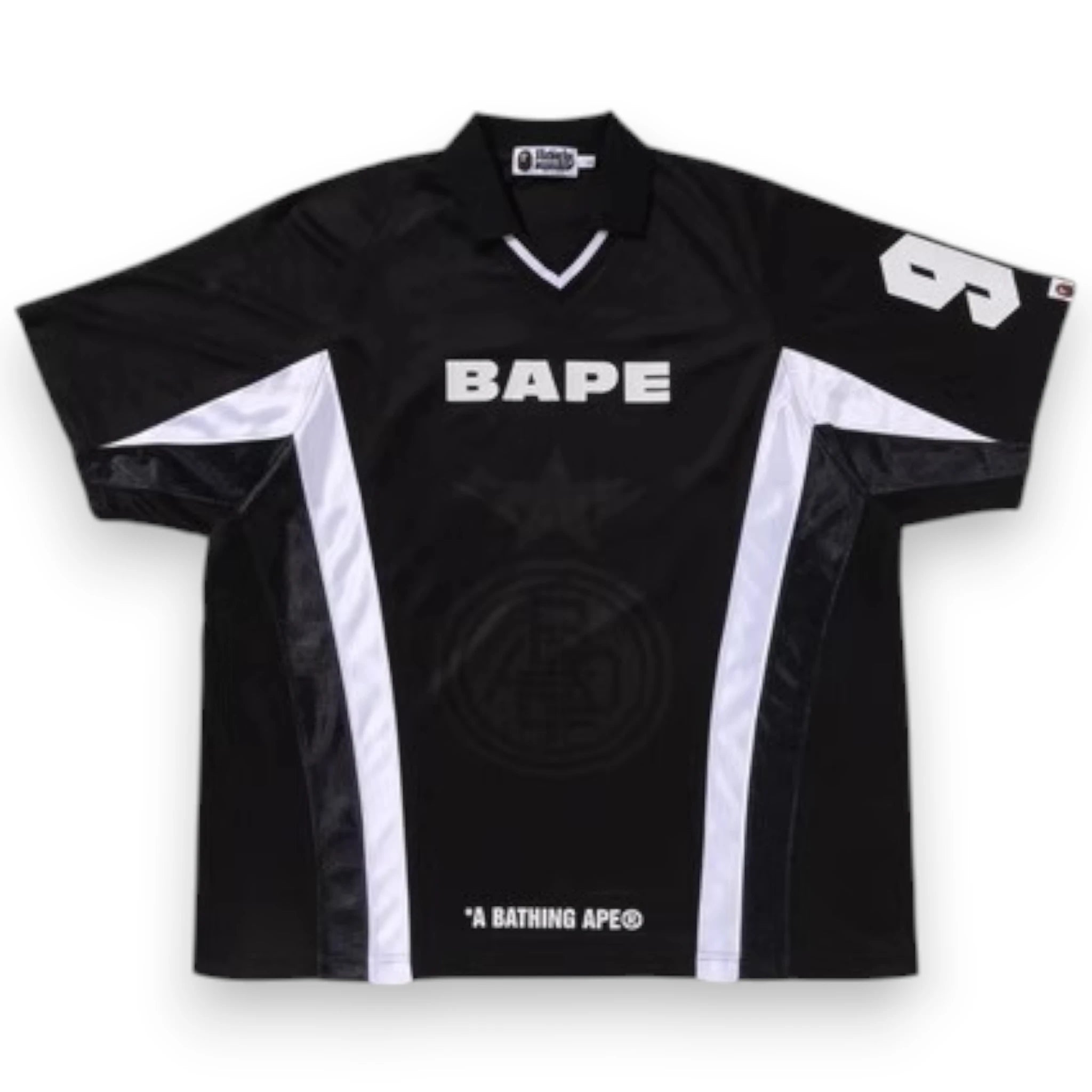 BAPE MULTI LOGO RELAXED FIT SOCCER JERSEY