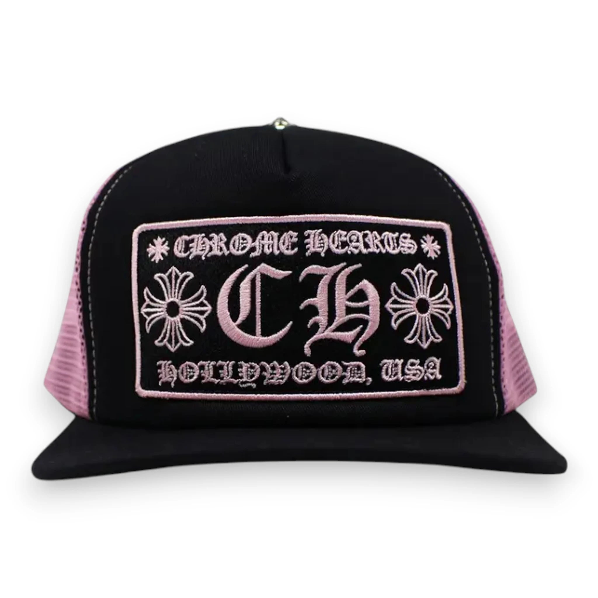 CHROME HEARTS HOLLYWOOD TRUCKER HAT 'Black/Pink'