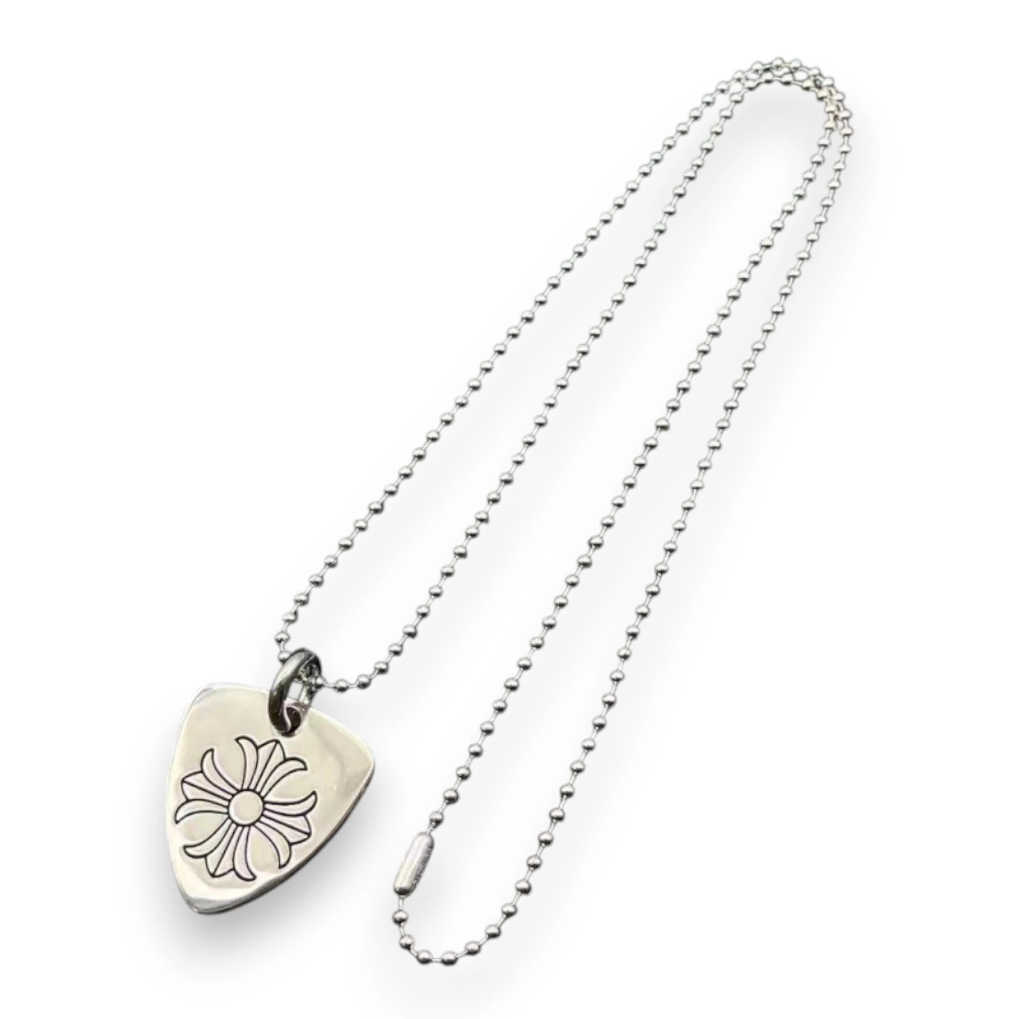 CHROME HEARTS MALTESE CROSS TRIANGLE DOG TAG PENDANT NECKLACE