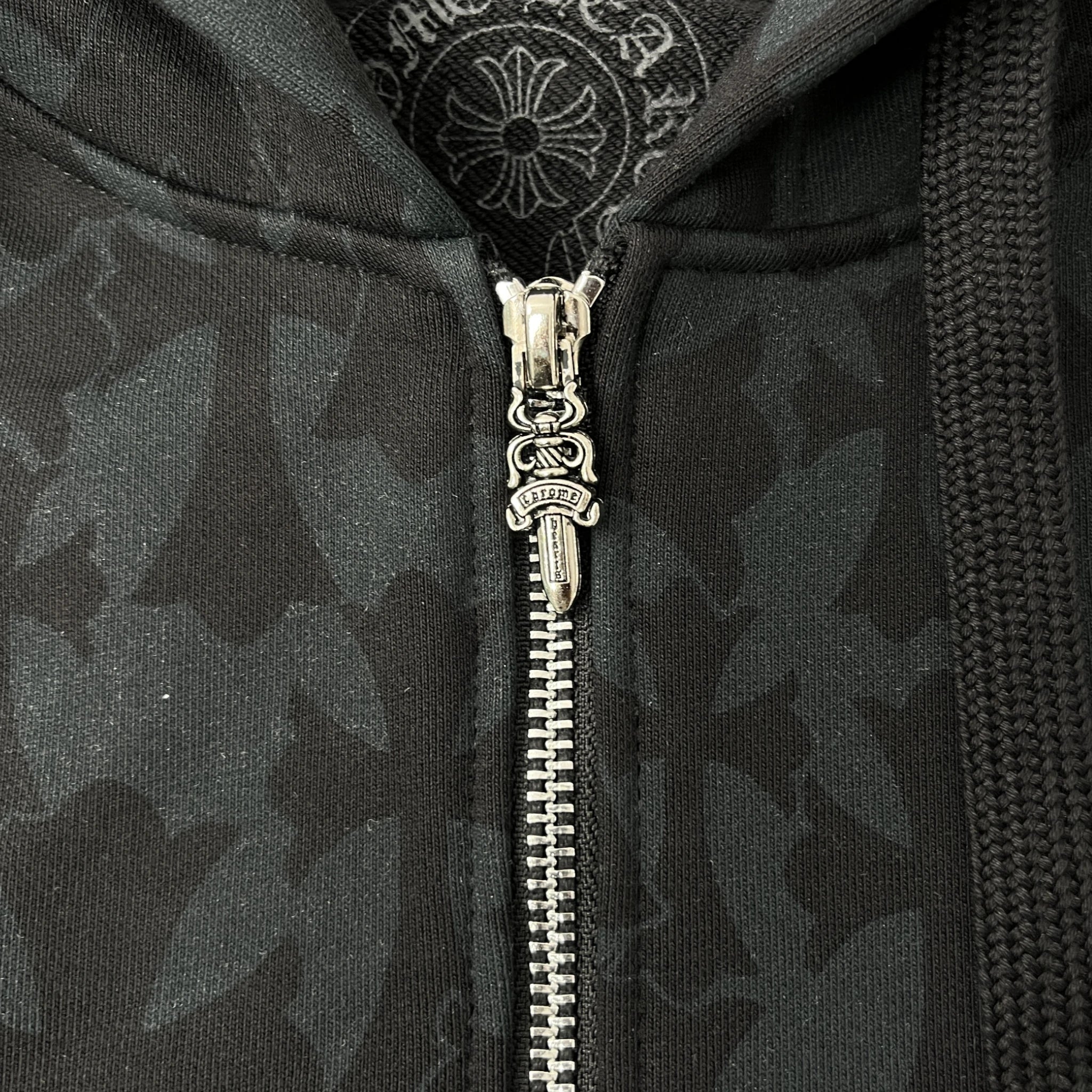 CHROME HEARTS CEMETERY CROSS MONOGRAM ZIP-UP HOODIE