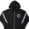CHROME HEARTS HORSESHOE FLORAL CROSS SLEEVE ZIP-UP HOODIE