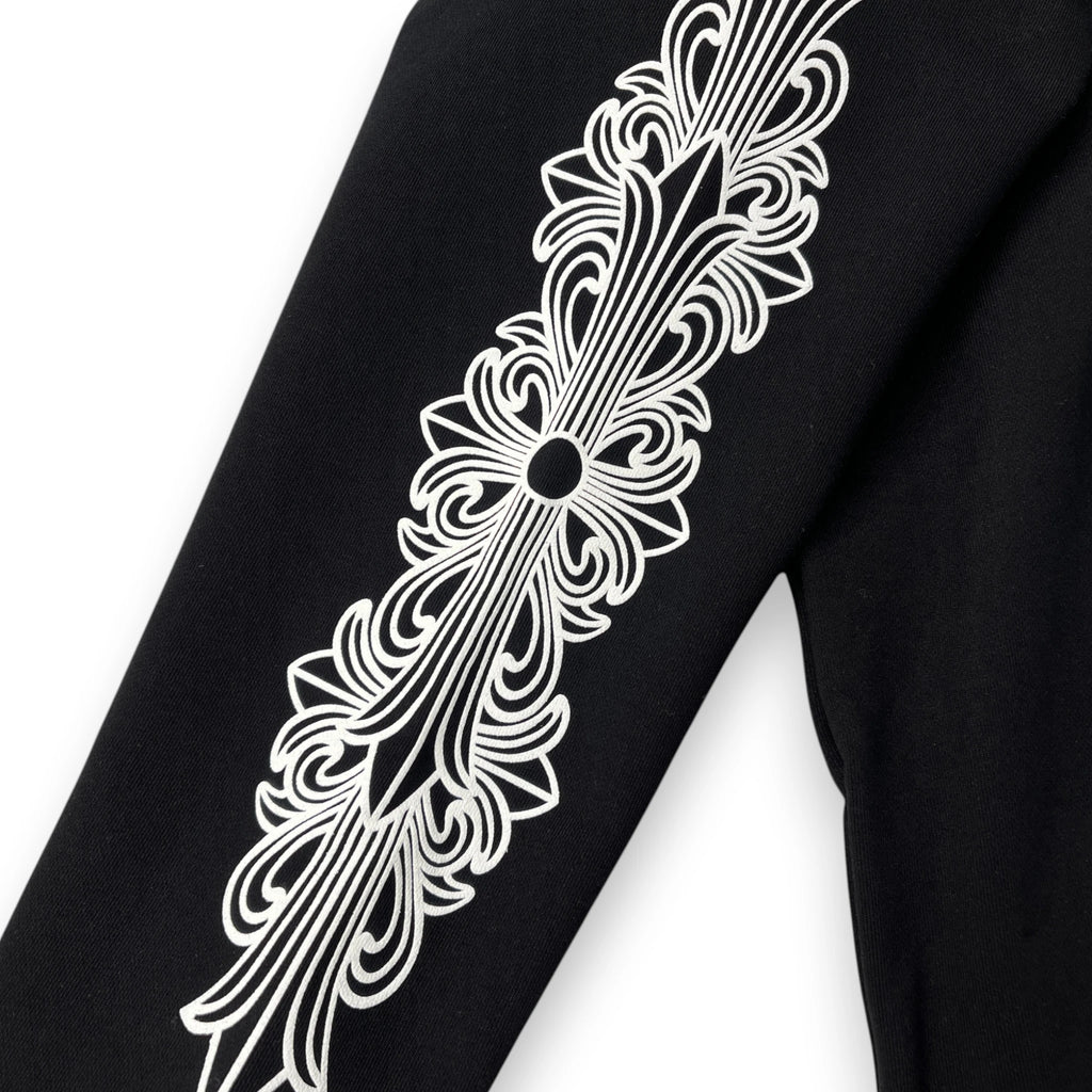 CHROME HEARTS HORSESHOE FLORAL CROSS SLEEVE ZIP-UP HOODIE