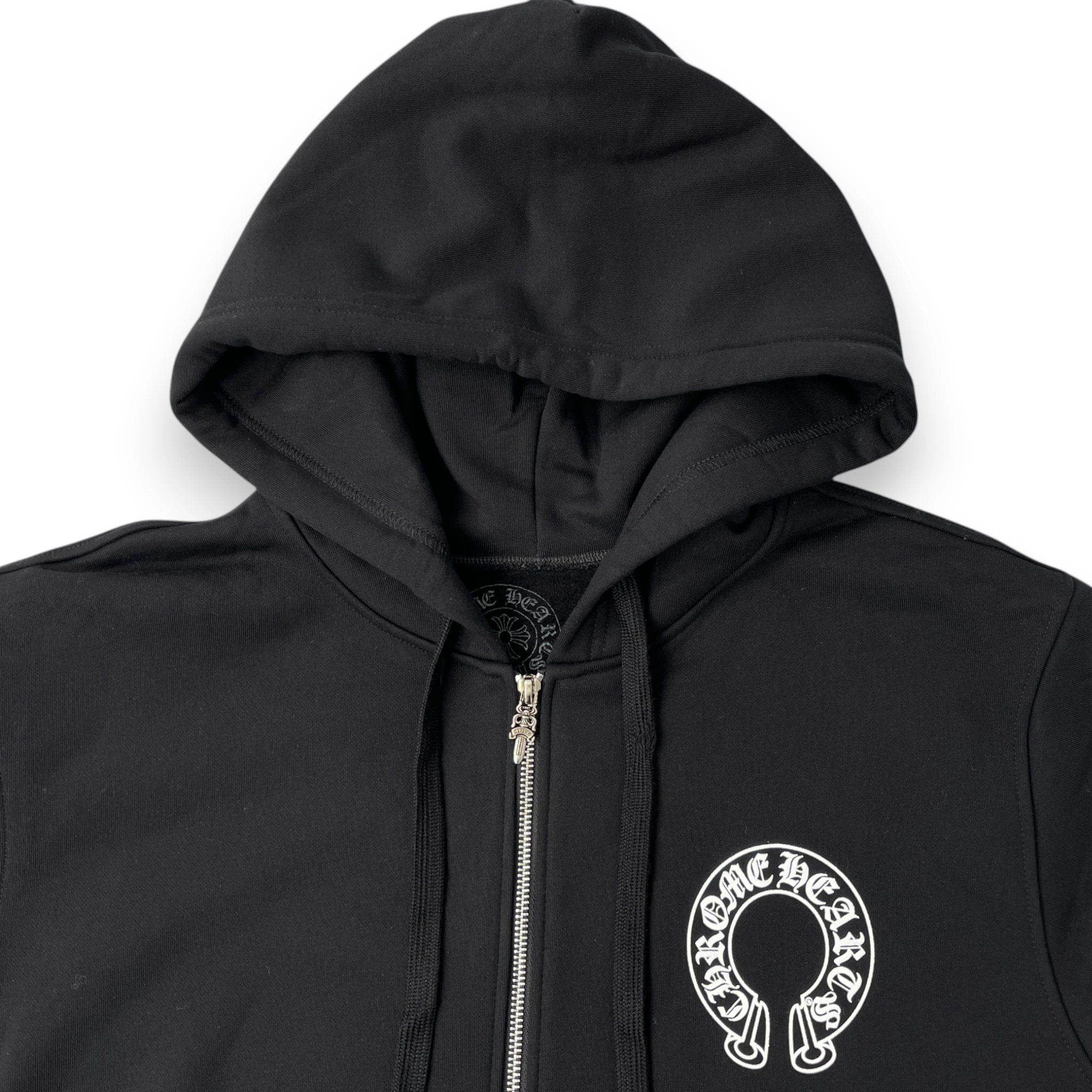 CHROME HEARTS HORSESHOE FLORAL CROSS SLEEVE ZIP-UP HOODIE