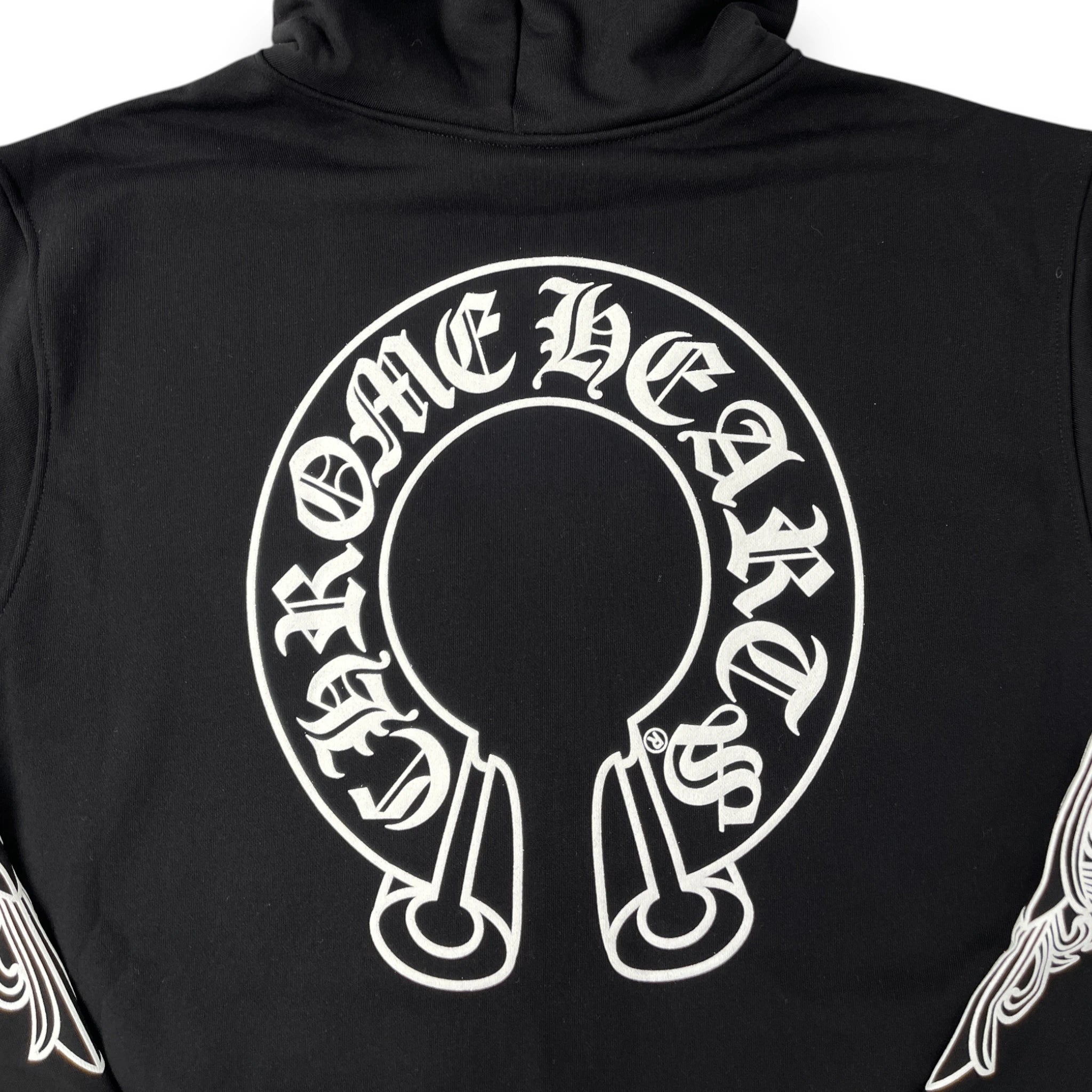 CHROME HEARTS HORSESHOE FLORAL CROSS SLEEVE ZIP-UP HOODIE