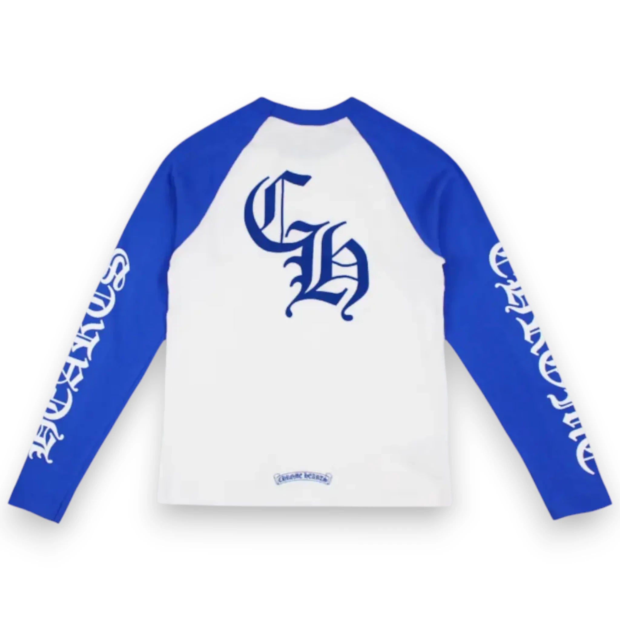 CHROME HEARTS LONG-SLEEVE HORSESHOE BASEBALL TEE 'White/Blue'