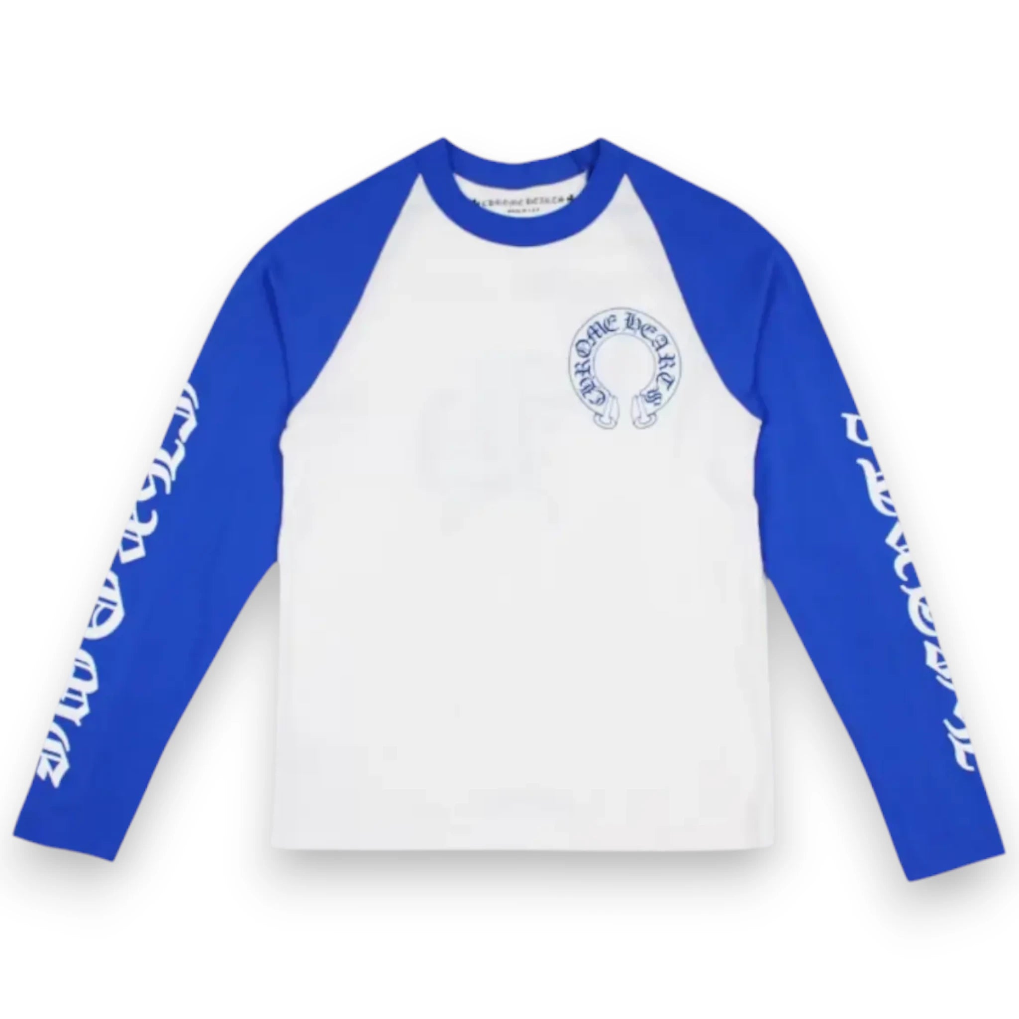 CHROME HEARTS LONG-SLEEVE HORSESHOE BASEBALL TEE 'White/Blue'