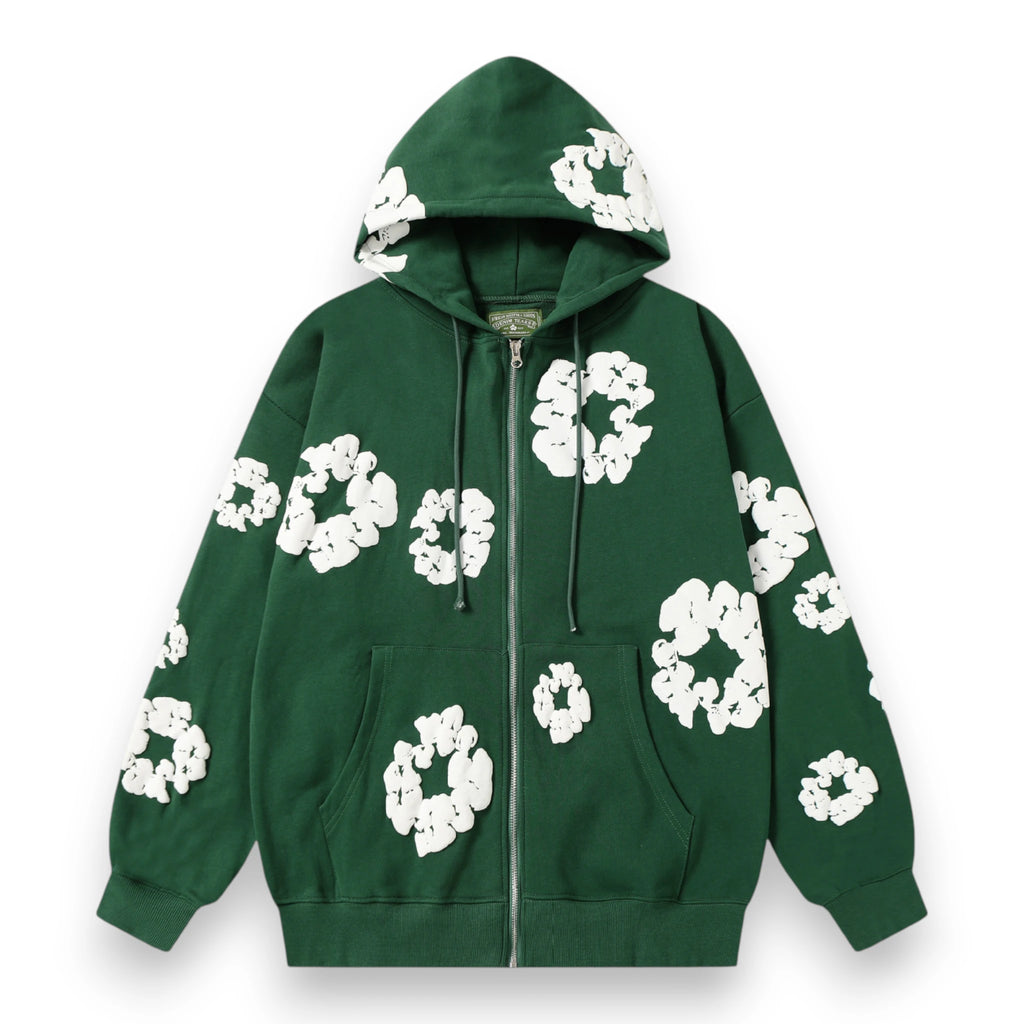 COTTON WREATH ZIP HOODIE