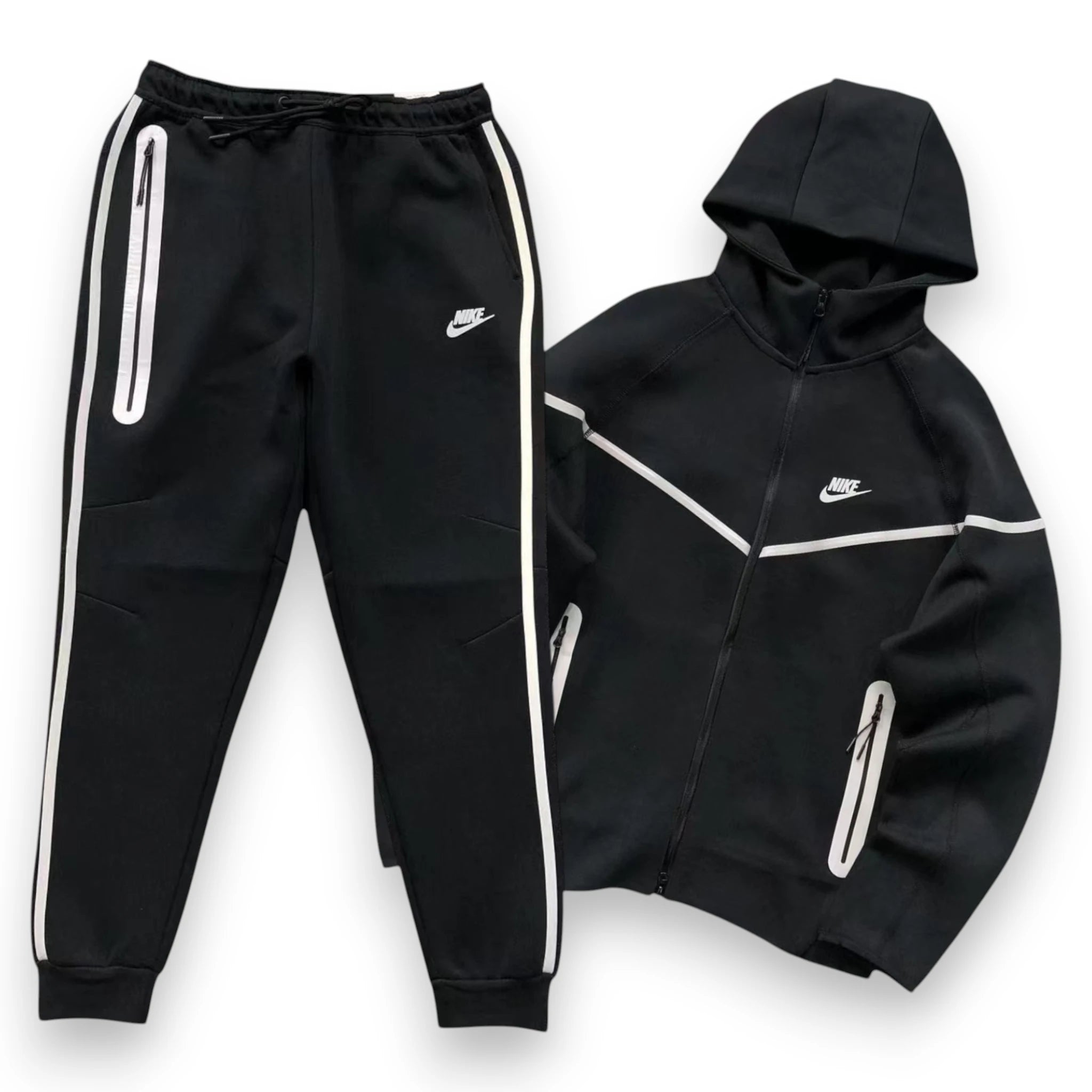 NIKE TECH FULL ZIP REFLECTIVE SET 'Black/Bemis Silver'