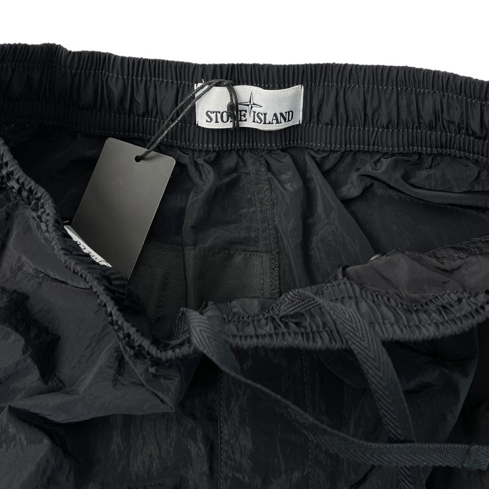 STONE ISLAND BLACK ELASTIC NYLON SHORTS