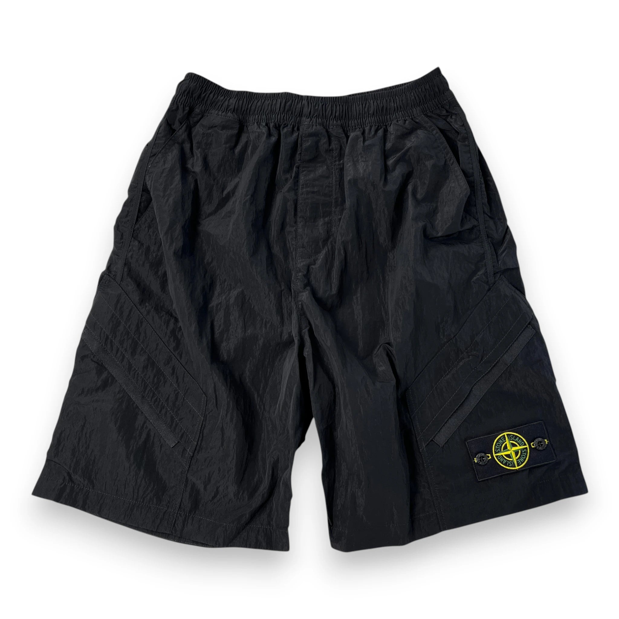 STONE ISLAND BLACK ELASTIC NYLON SHORTS