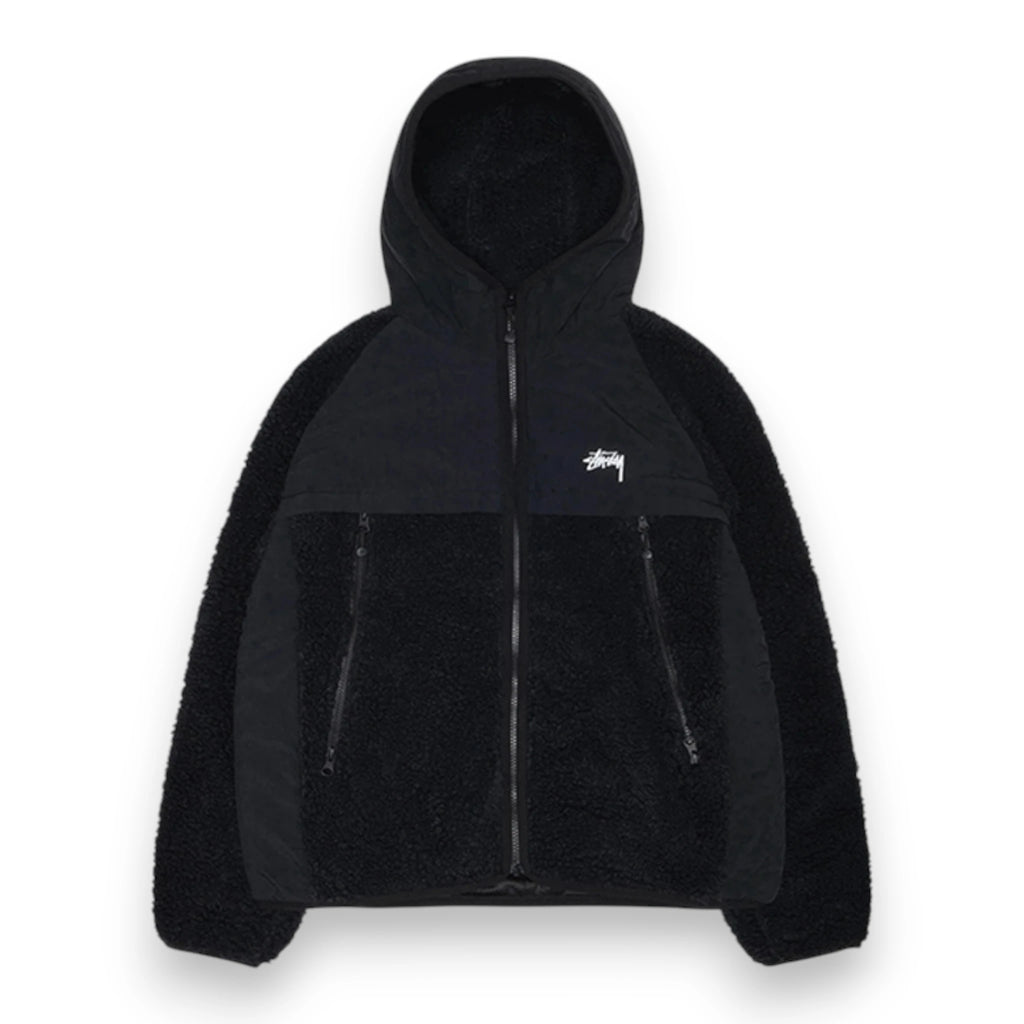 STUSSY SHERPA PANELED HOODED JACKET