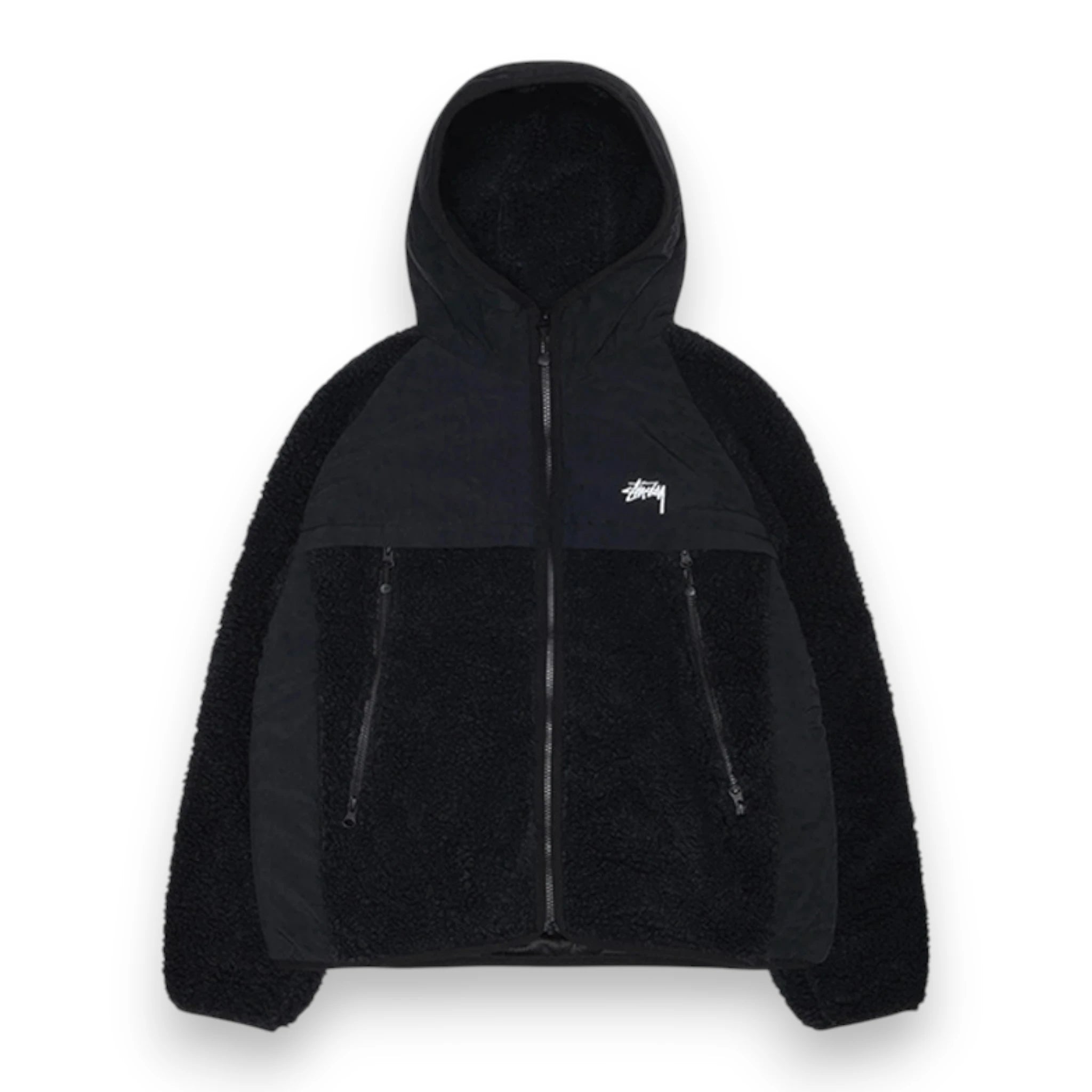 STUSSY SHERPA PANELED HOODED JACKET