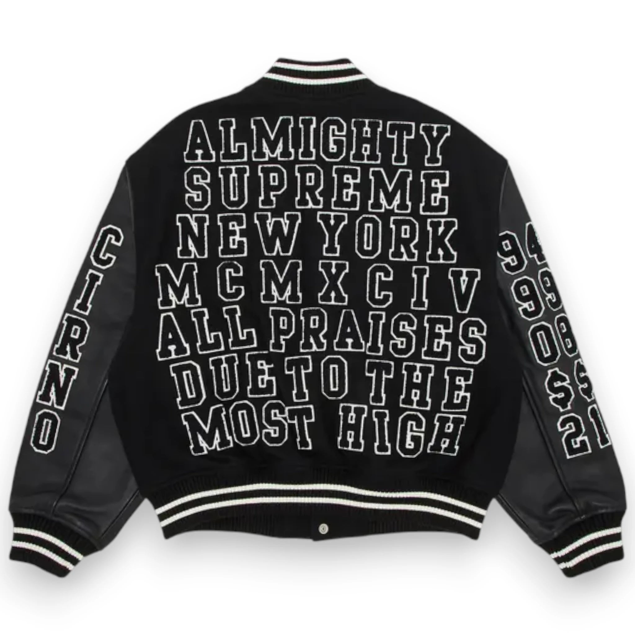 SUPREME PRAISES VARSITY JACKET