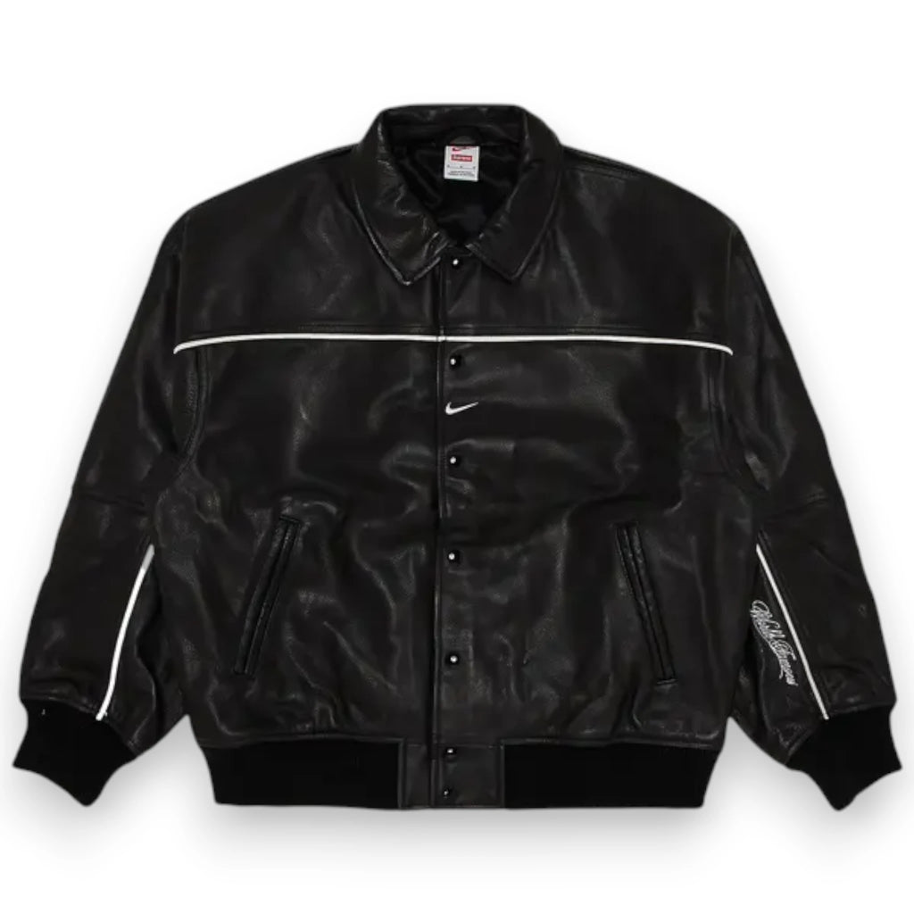SUPREME x NIKE LEATHER VARSITY JACKET 'Black'