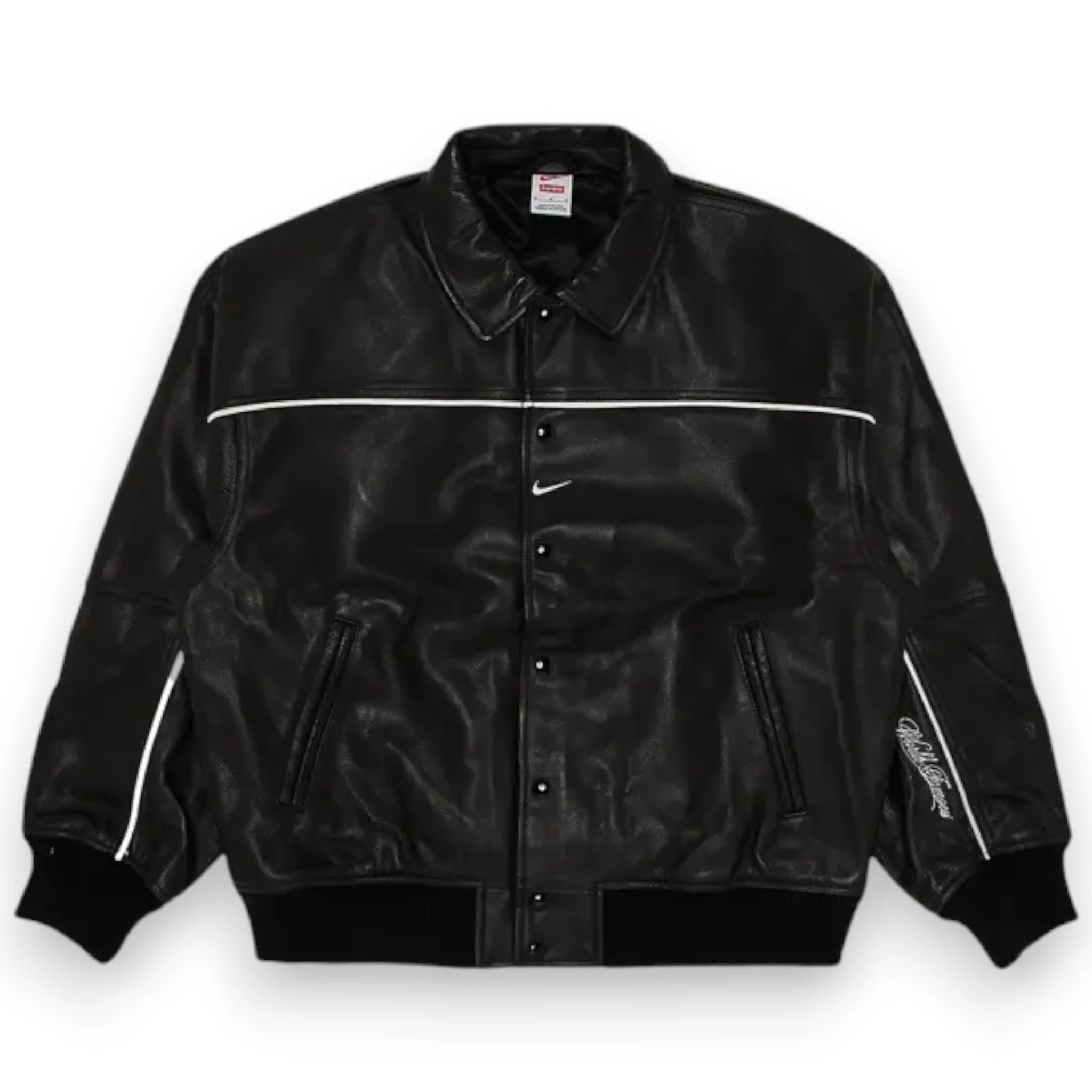 SUPREME x NIKE LEATHER VARSITY JACKET 'Black'