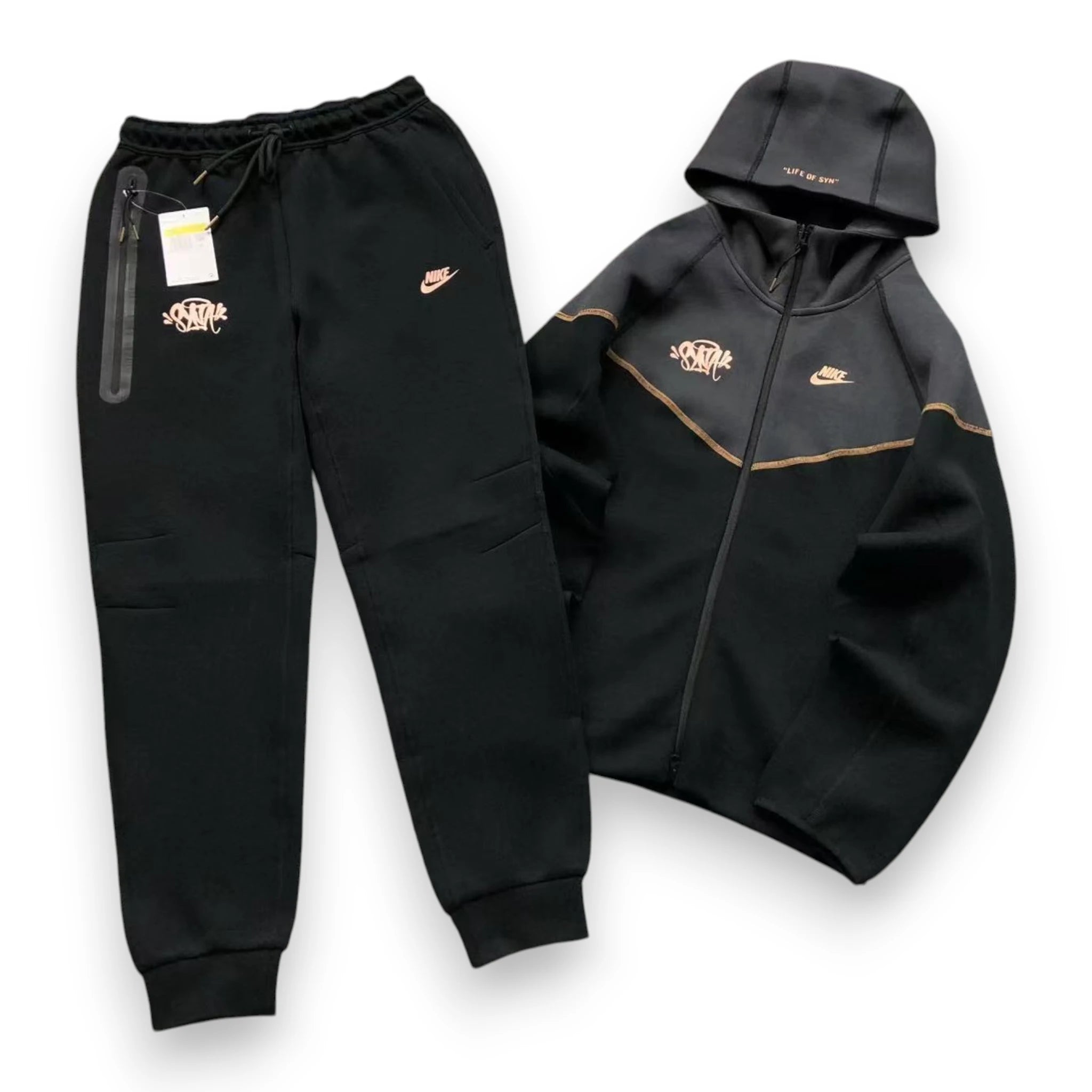 SYNAWORLD x NIKE TECH FLEECE TRACKSUIT 'Black / Bronze'