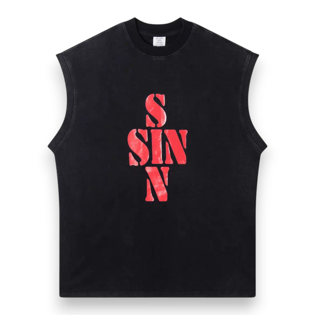 VETEMENTS SIN SLEEVELESS T-SHIRT