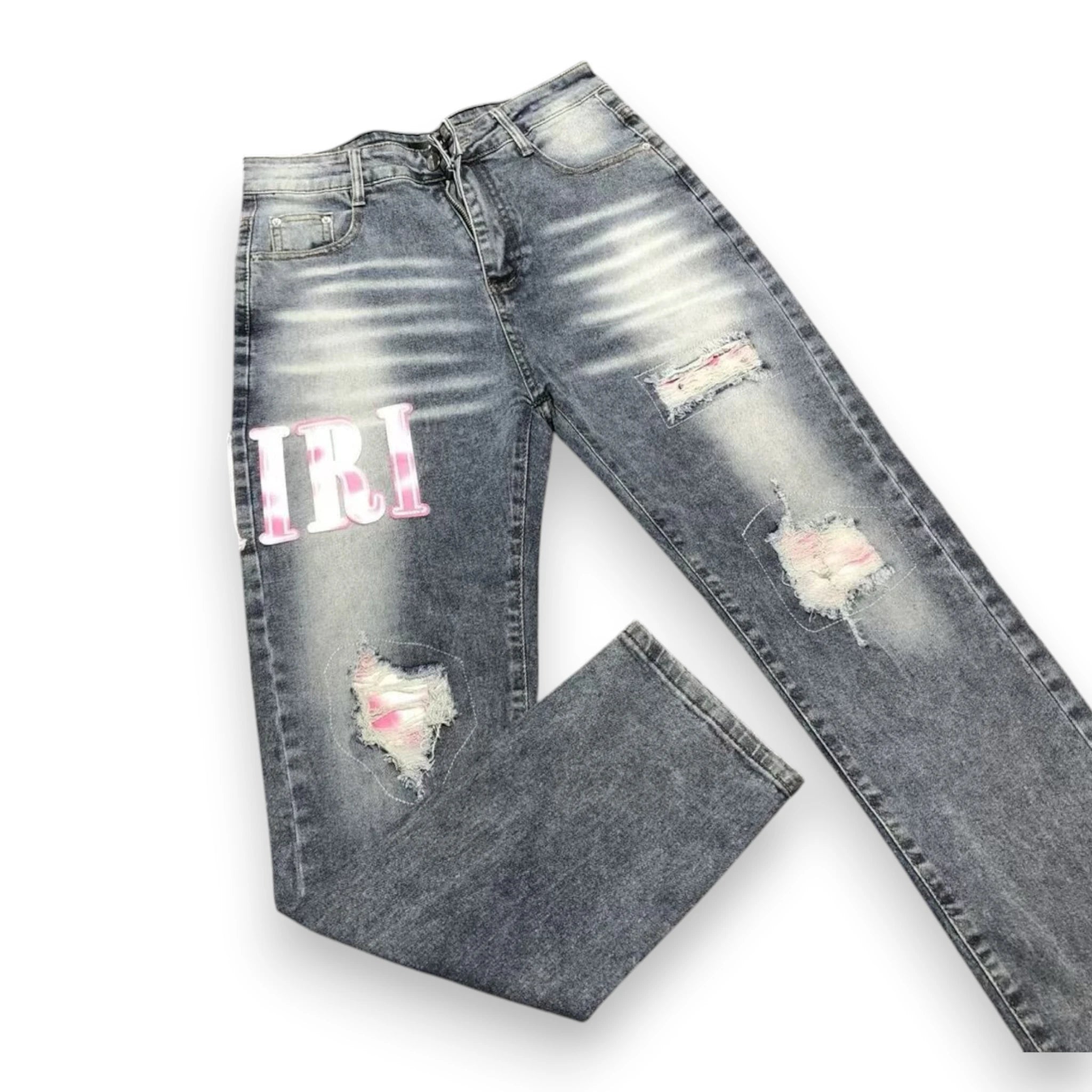 AMIRI LOGO DISTRESSED JEANS