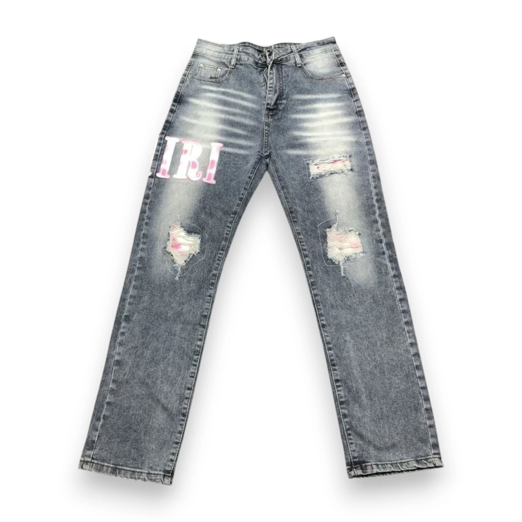 AMIRI LOGO DISTRESSED JEANS