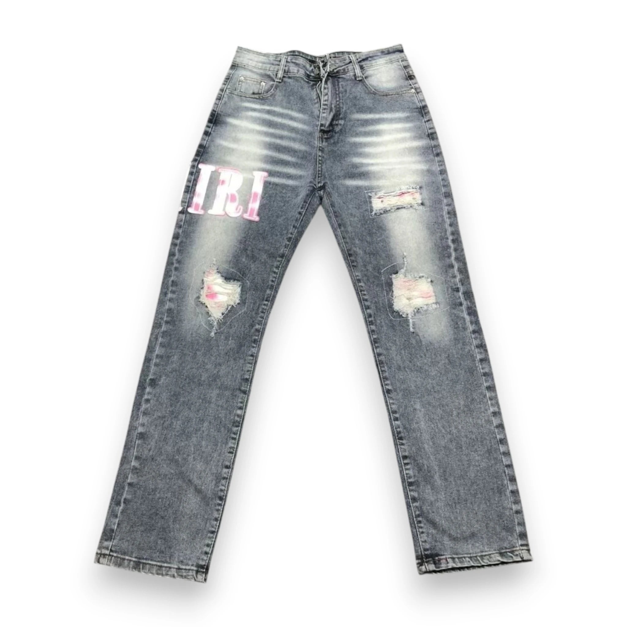 AMIRI LOGO DISTRESSED JEANS