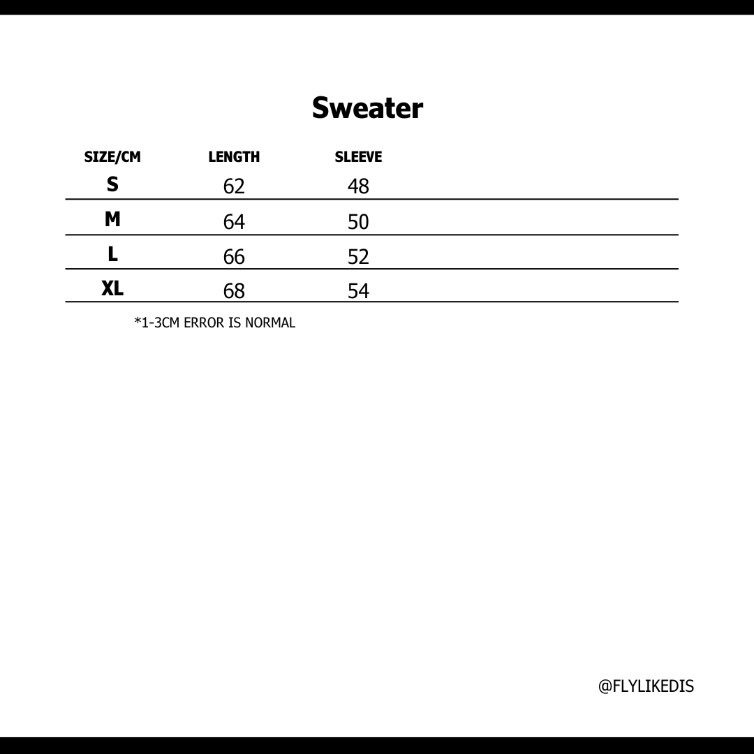 Size chart for AMI DE COEUR SWEATER 'White'