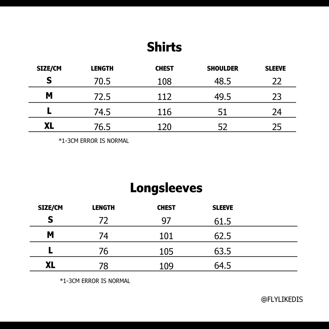 Size chart for CHROME HEARTS LONG-SLEEVE HORSESHOE BASEBALL TEE 'White/Blue'