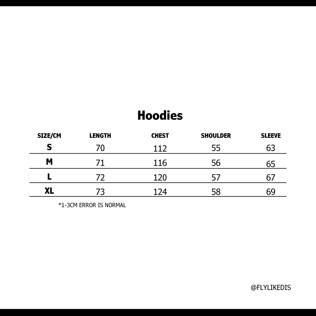 Size chart for CHROME HEARTS MULTI COLOR CROSS CEMETERY ZIP UP HOODIE 'Black'