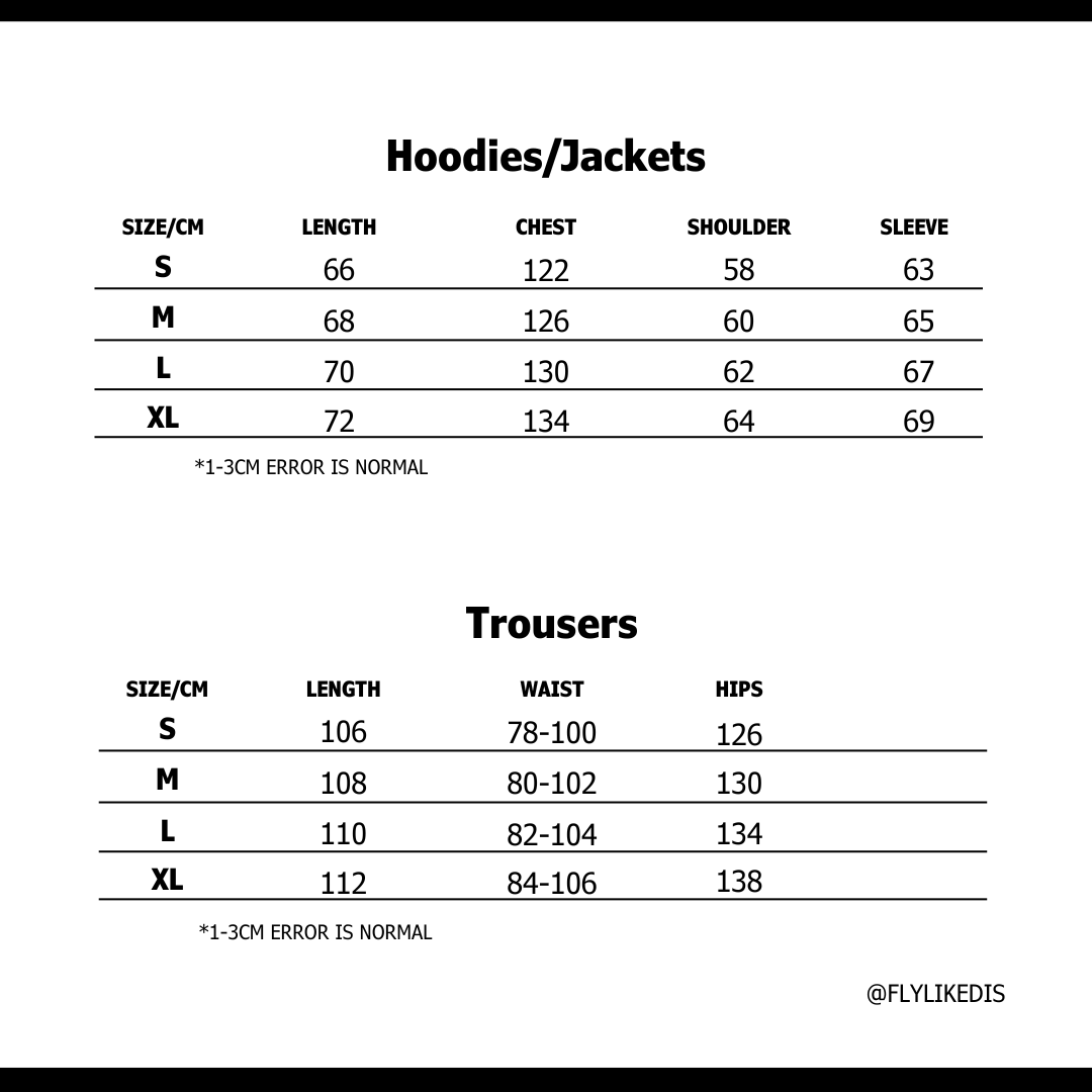 Size chart for CORTEIZ ISLAND PUFF PRINT ZIP HOODIE 'Washed Black'