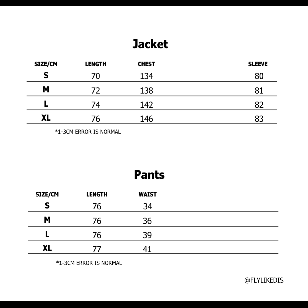 Size chart for CORTEIZ ELITEWORK SHELL