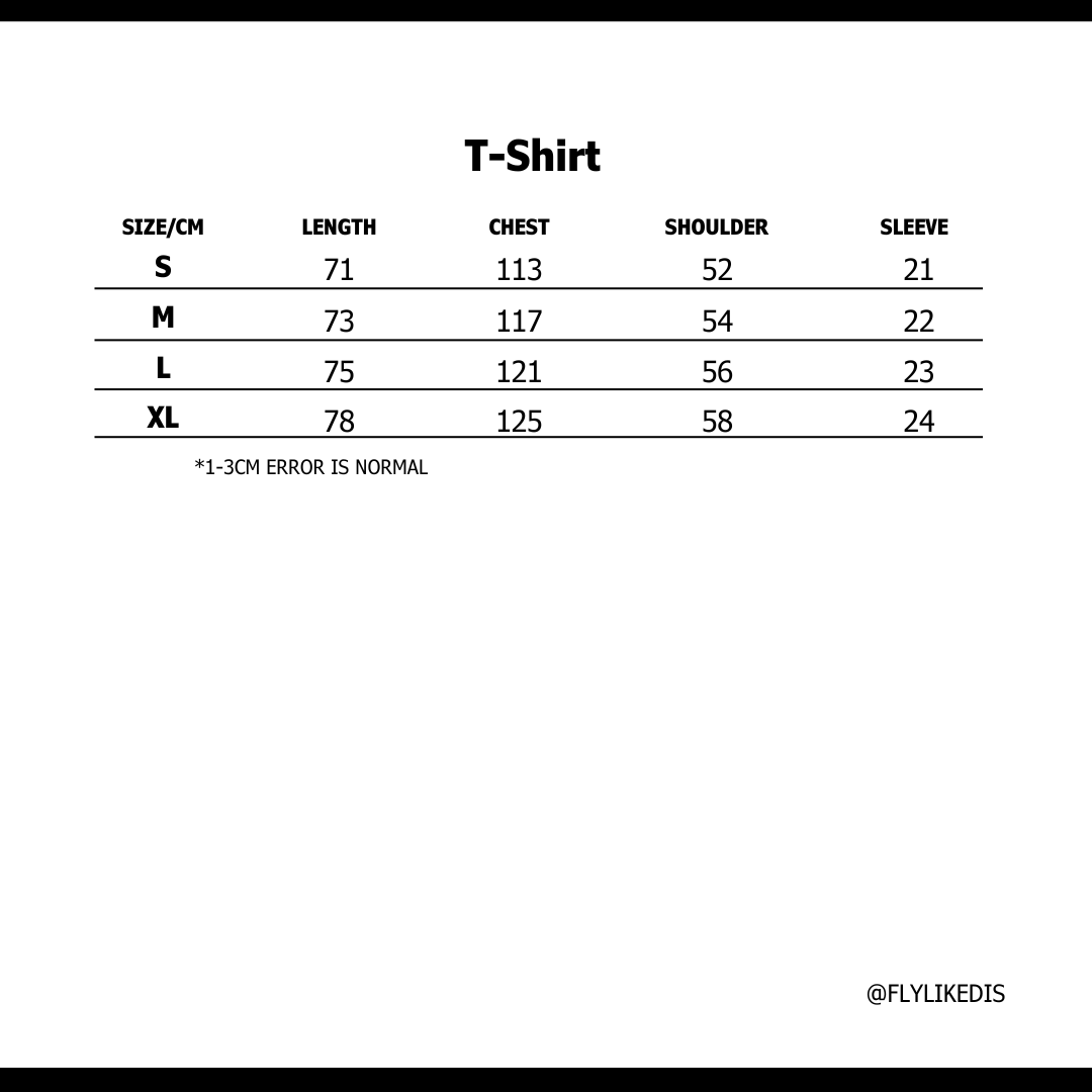 Size chart for CORTEIZ x SLAUGHTER GANG 21 SAVAGE T-SHIRT