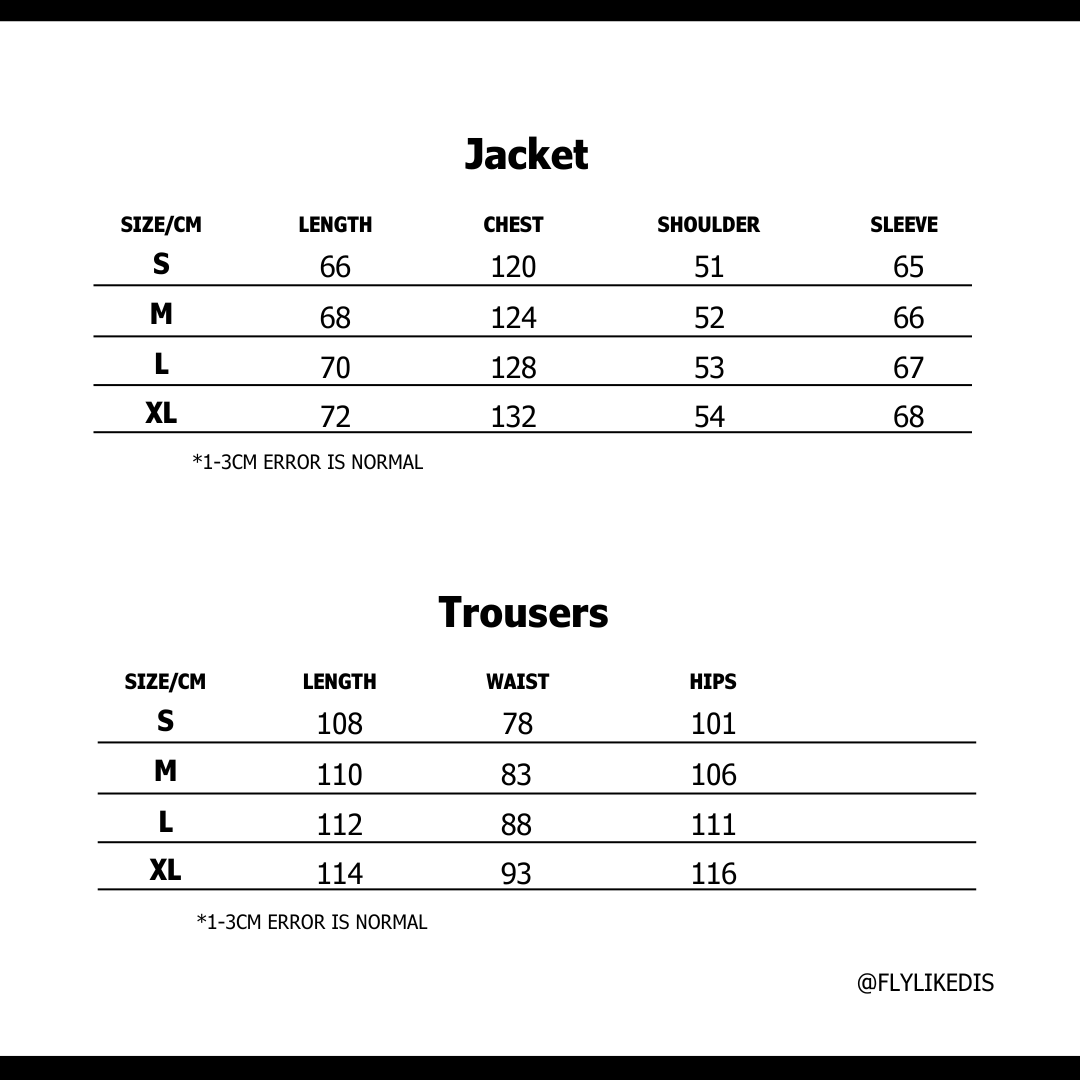 Size chart for CORTEIZ C-STAR STITCH DENIM