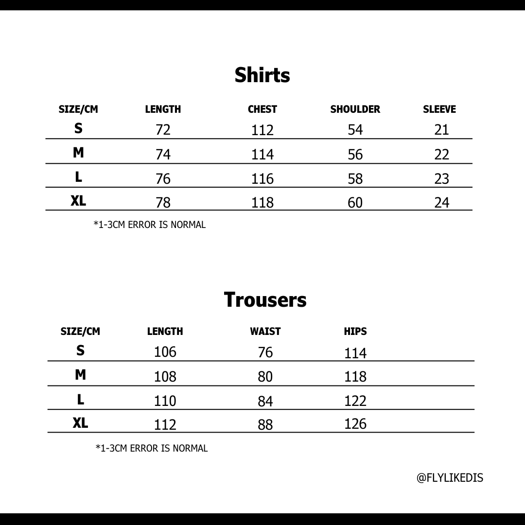 Size chart for ESSENTIALS JERSEY CREWNECK T-SHIRT