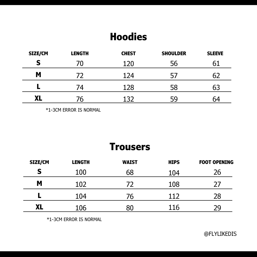 Size chart for HELLSTAR GRAFFITI HOODIE 'Brown'