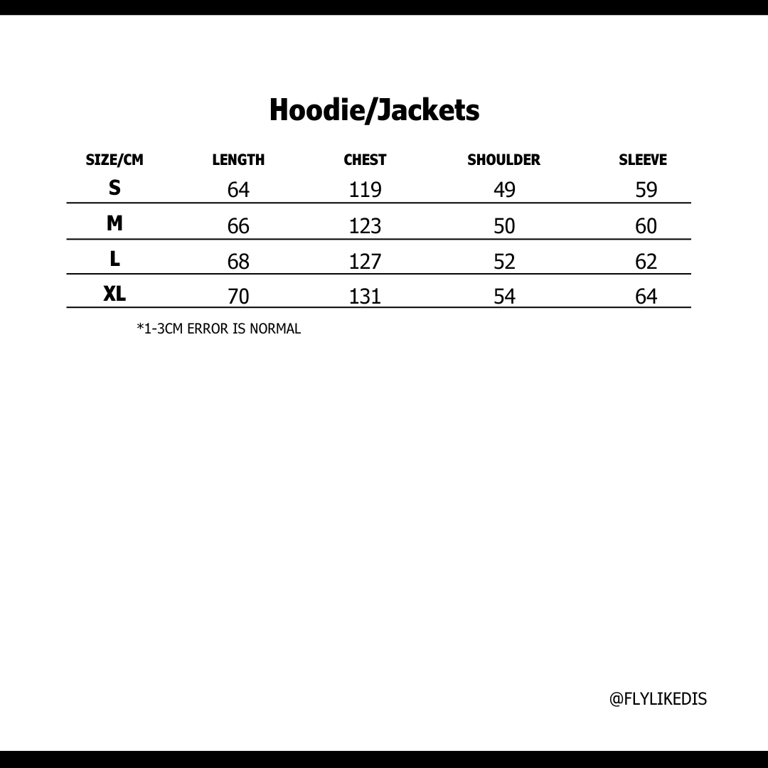 Size chart for HELLSTAR A2 JACKET