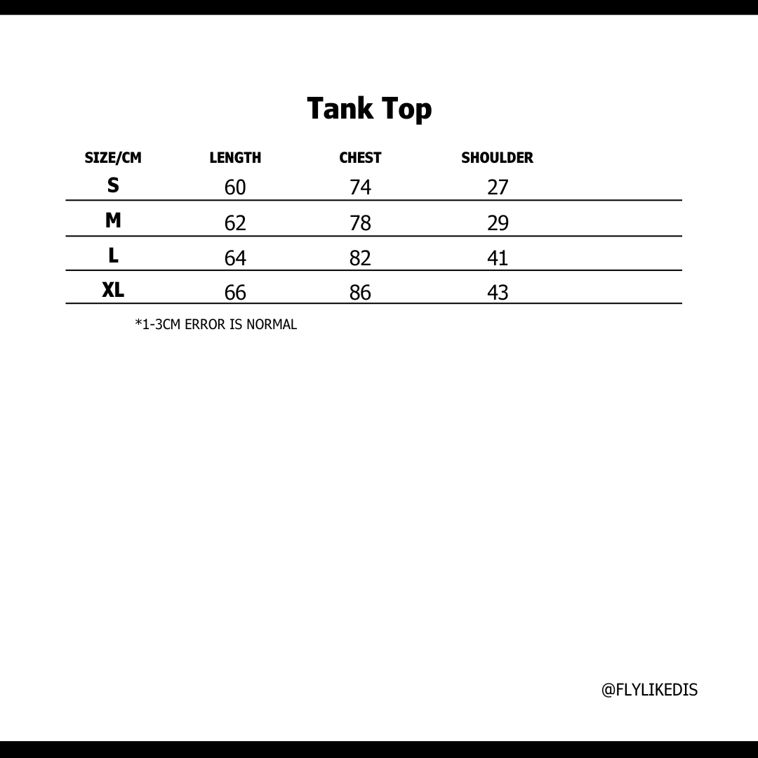 Size chart for HELLSTAR TANK TOP
