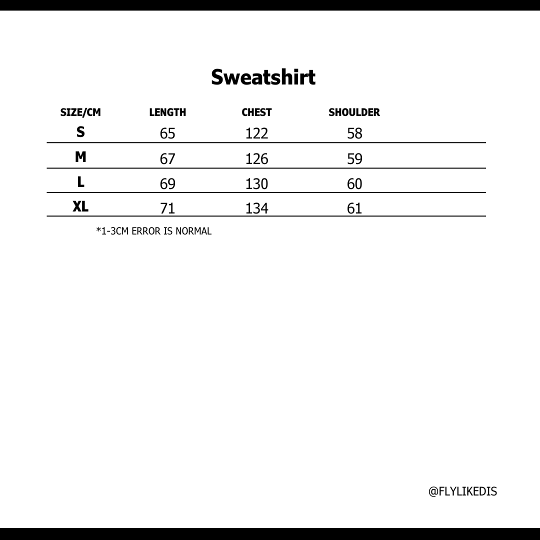 Size chart for NIKE x STUSSY CREWNECK 'Black'
