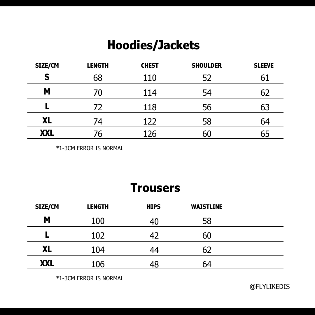 Size chart for NOCTA FLEECE CS CREW 'Black'