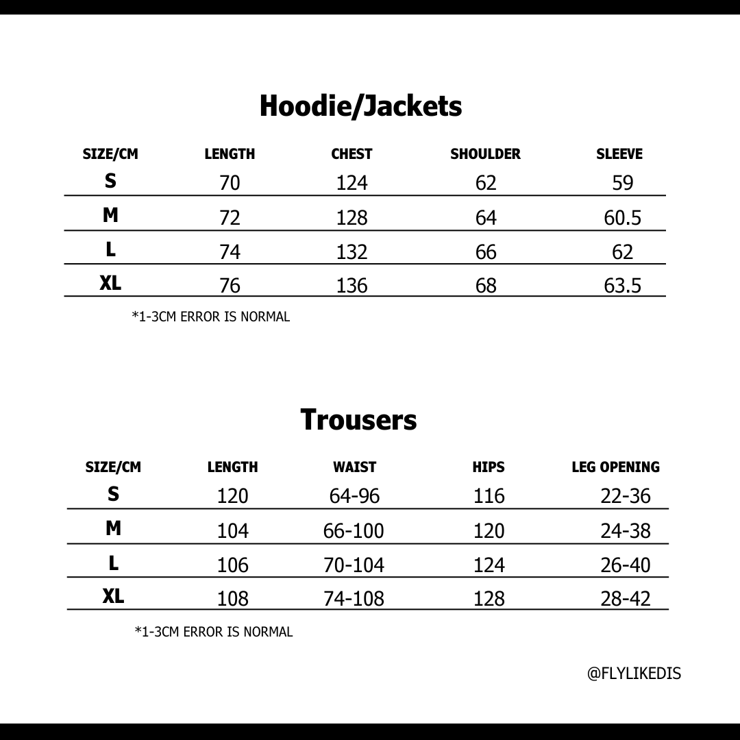 Size chart for SP5DER OG WEB V2 SPRAY 'Light Blue'